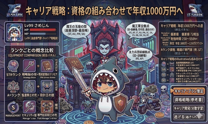 キャリア戦略：資格の組み合わせで年収1000万円へ_情報処理技術者試験_イメージ画像_IT-SHARK-BLOG
