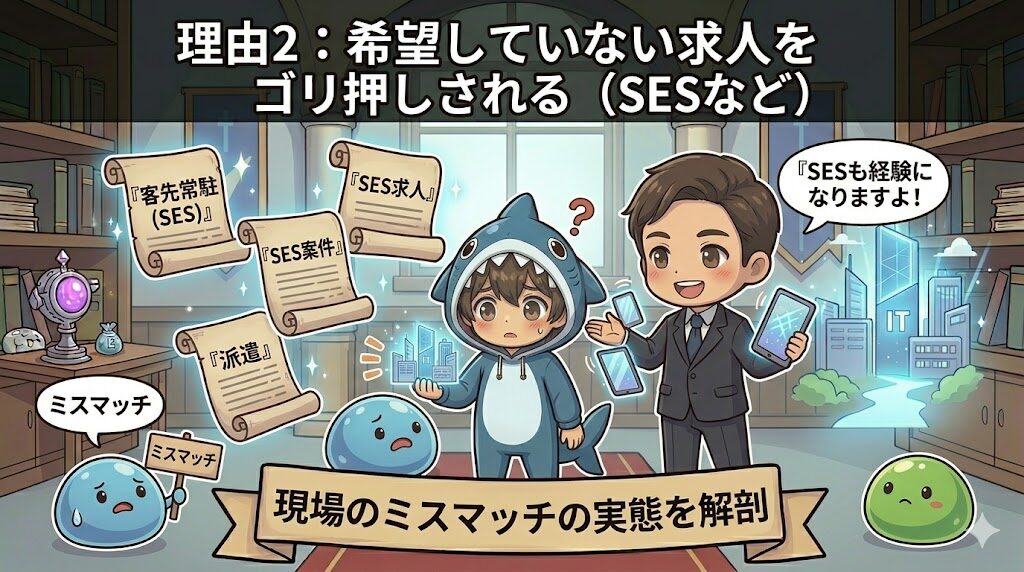 理由2：希望していない求人をゴリ押しされる（SESなど）