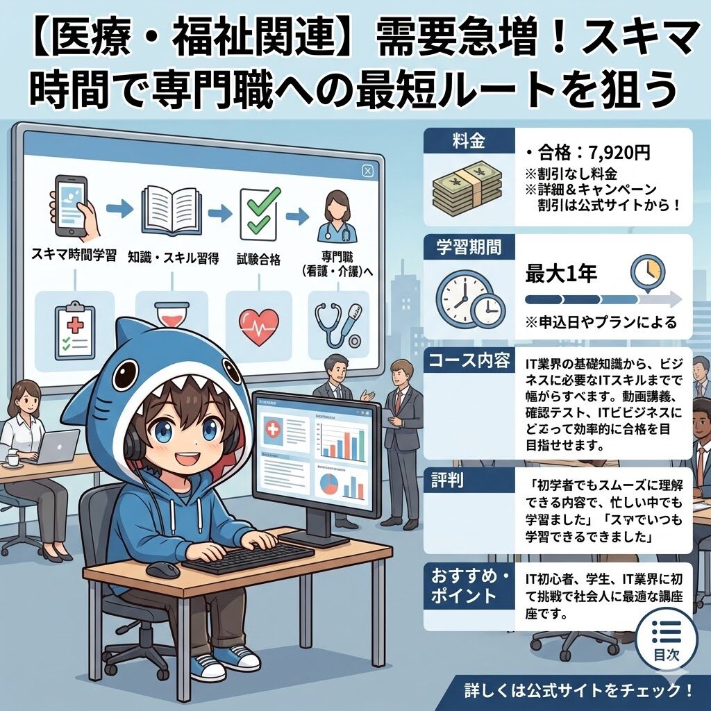【医療・福祉関連】需要急増！スキマ時間で専門職への最短ルートを狙う