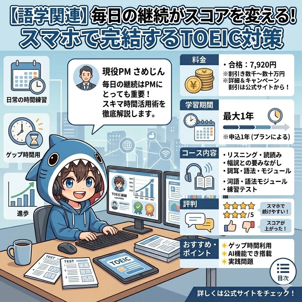 【語学関連】毎日の継続がスコアを変える！スマホで完結するTOEIC対策
