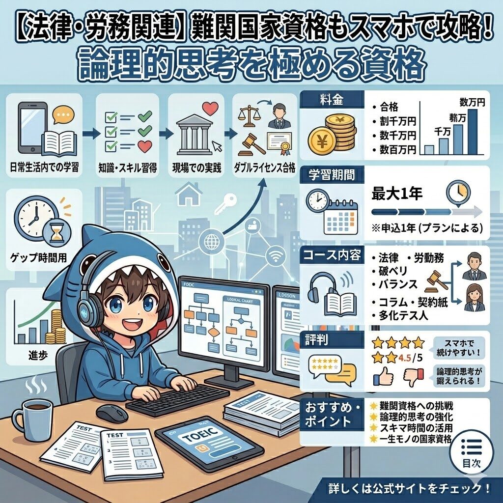 【法律・労務関連】難関国家資格もスマホで攻略！論理的思考を極める資格