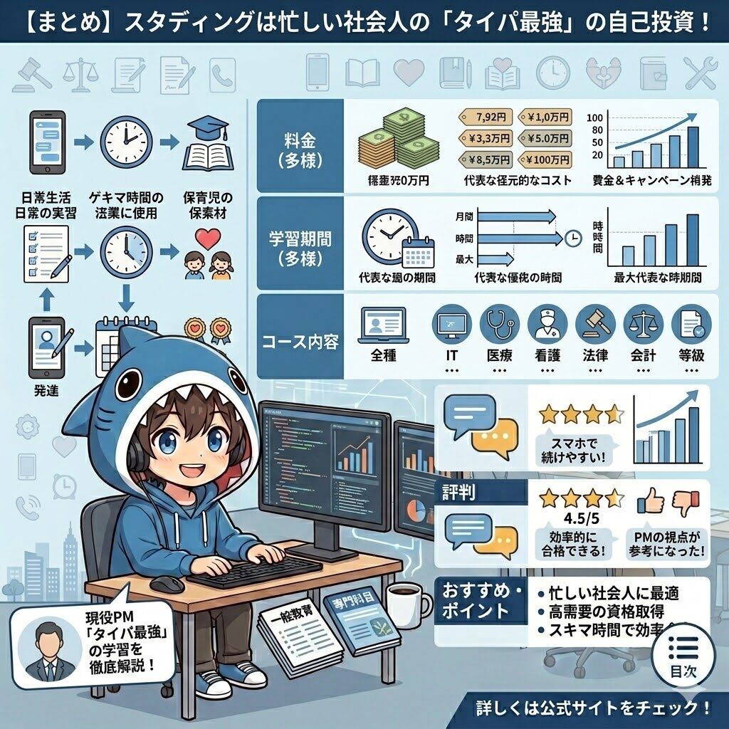 【まとめ】スタディングは忙しい社会人の「タイパ最強」の自己投資！