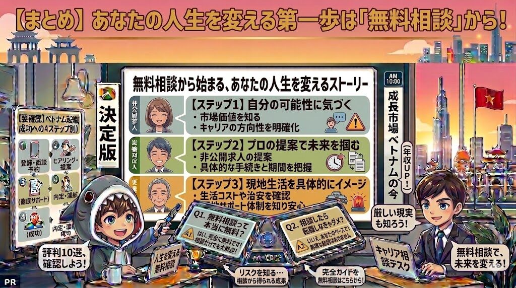 【まとめ】あなたの人生を変える第一歩は「無料相談」から！