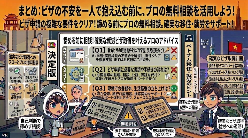 まとめ：ビザの不安を一人で抱え込む前に、プロの無料相談を活用しよう！