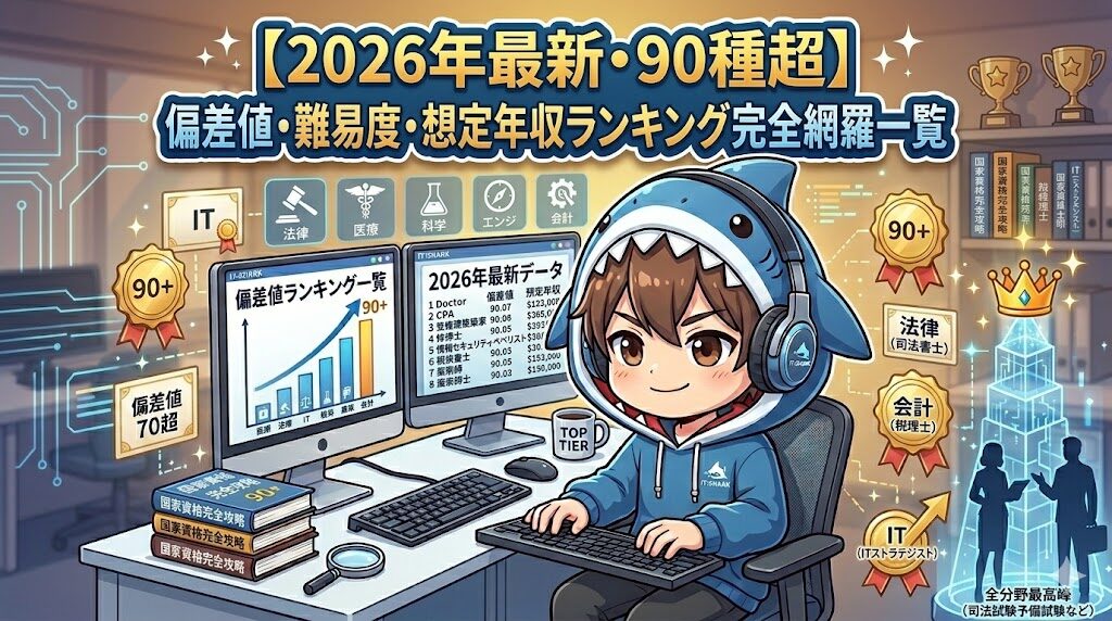 【2026年最新】国家資格の偏差値・難易度・想定年収ランキング完全網羅ランキング（90種超）