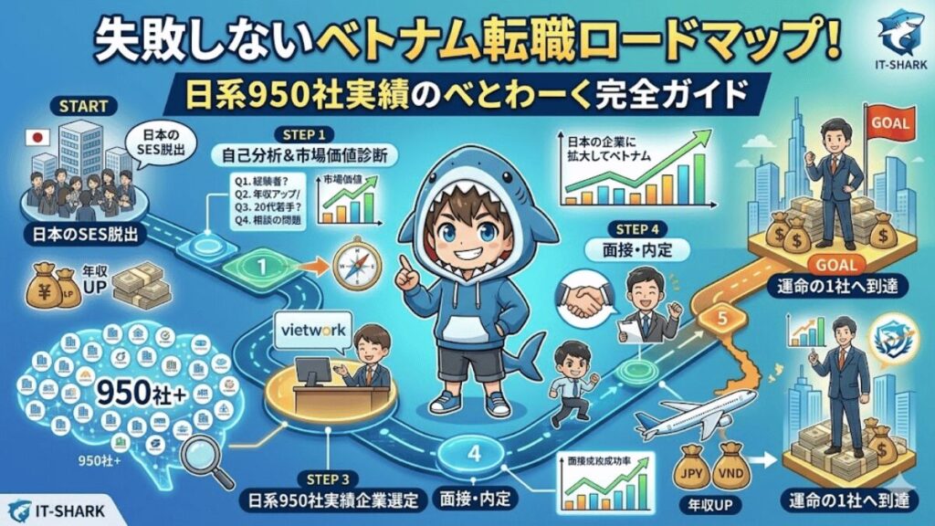 失敗しないベトナム転職ロードマップ！日系950社実績のべとわーく完全ガイド_アイキャッチ画像_IT-SHARK-BLOG