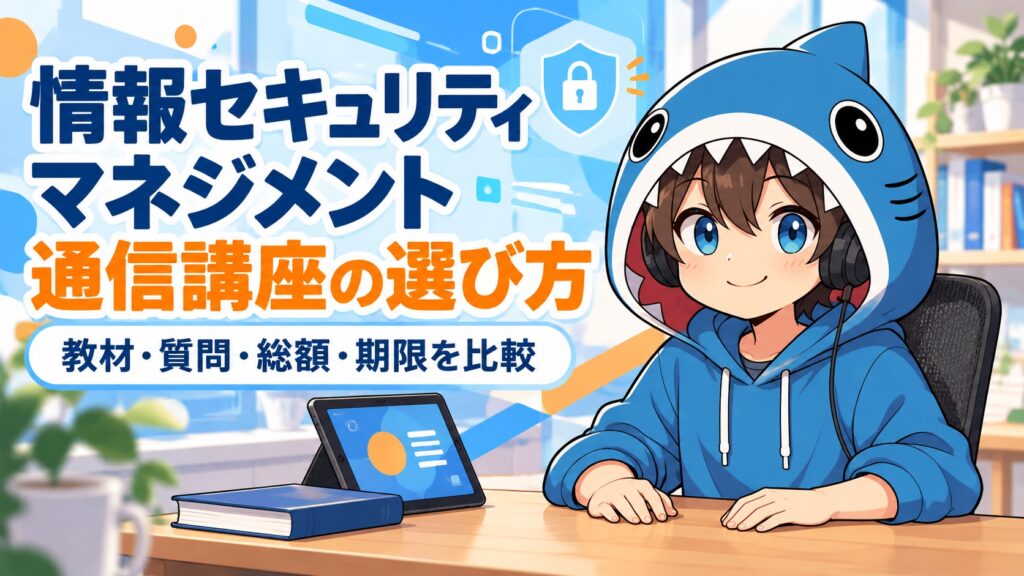 情報セキュリティマネジメント通信講座の教材・質問・総額・期限を比較するさめじん