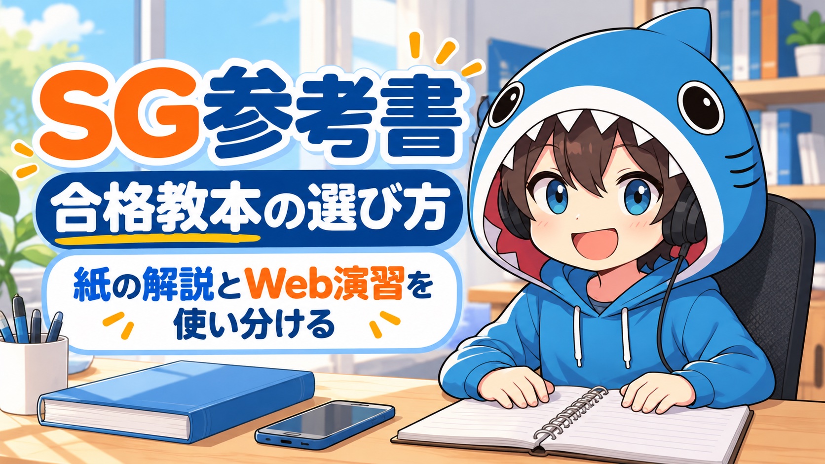 SG合格教本の紙の解説とWeb演習の使い分けを案内するさめじん